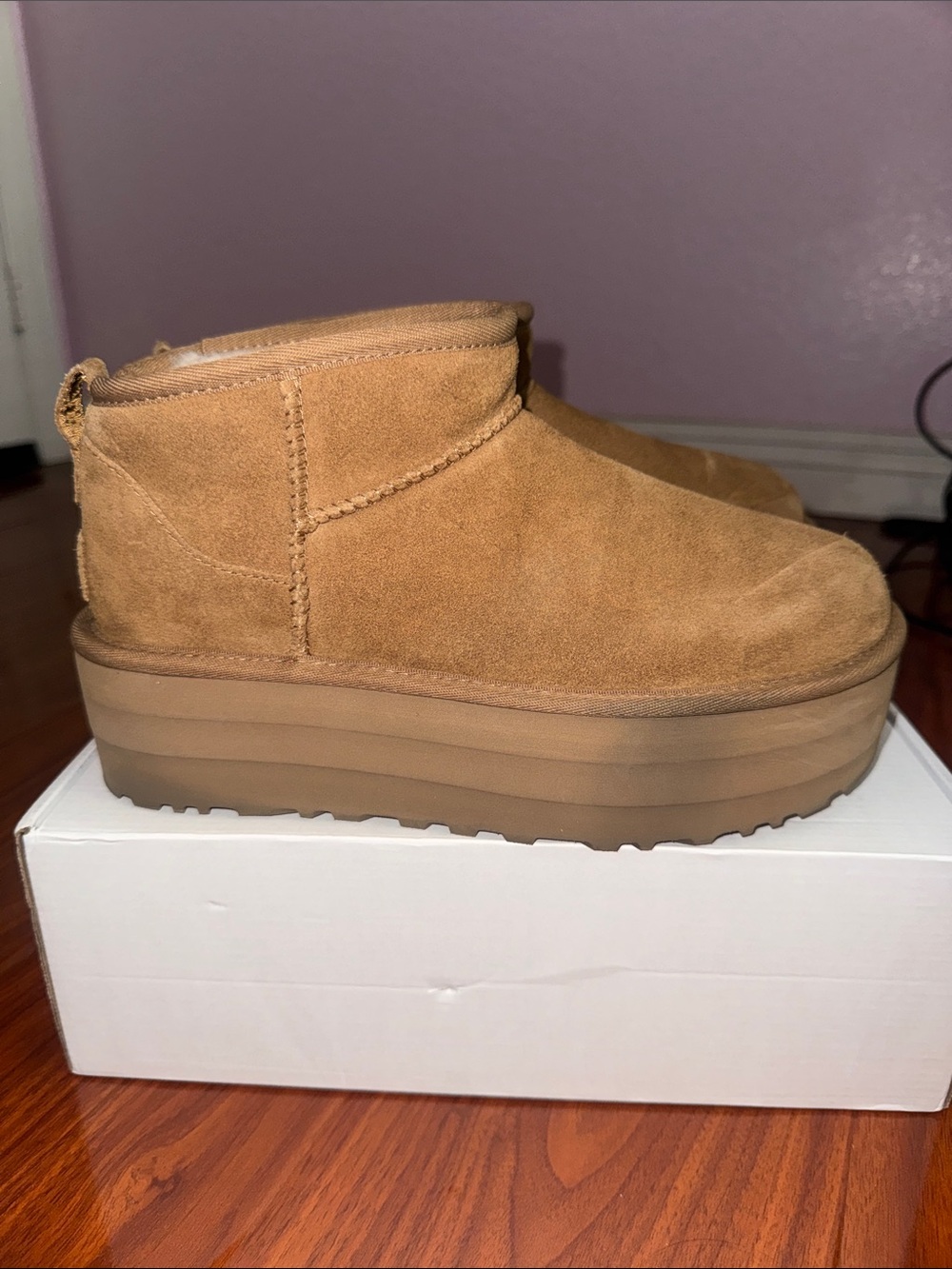 UGG Tan Suede Platform Ankle Boot